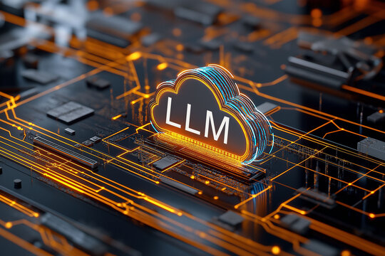 LLM. Large Language Model. Machine learning. AI training. Deep learning. Cloud-based AI LLM processing technology for distributed computing systems.