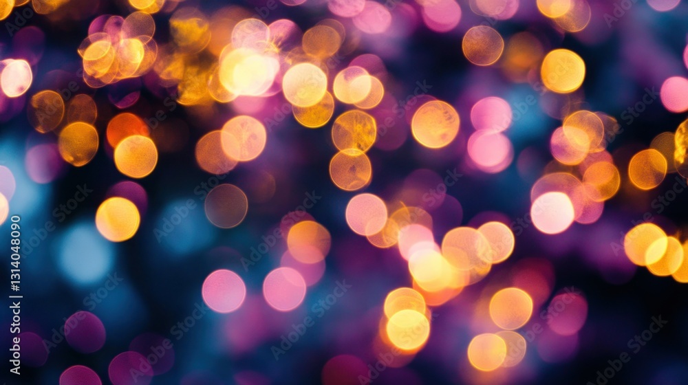 Poster abstract image of colorful lights with defocused bokeh effect