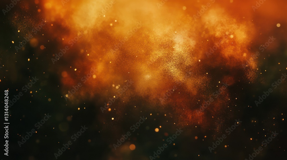 Aufkleber abstract golden particles floating in a hazy dark background