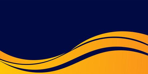 Abstract blue and yellow wave wide background banner curve element with line blue pettern space for text and message design modern arts