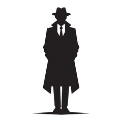 Investigative Detective silhouette, diving deep into every mystery - Detective illustration - Minimalist Detective vector - Profession silhouette
