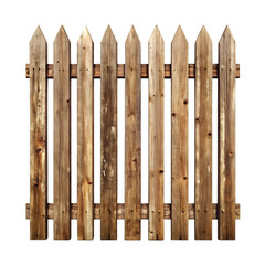 Rustic Wooden Fence with Sharp Tips Enhancing the Countryside Charm.  Cut out.