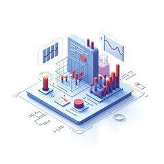 An isometric depiction of a Research and Data Icon