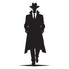 Unyielding Detective silhouette, never backing down from a case - Detective illustration - Minimalist Detective vector - Profession silhouette
