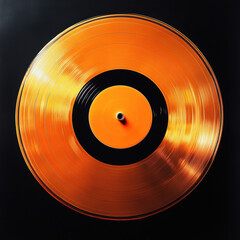 golden vinyl record on a black background. The reflective surface creates a striking contrast, evoking a sense of nostalgia, music awards, and vintage record collections