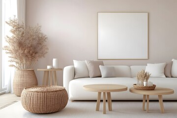 Minimalist modern living room interior design scandinavian style home decor cozy environment natural light aesthetic concept
