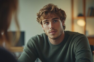 Teenager Engaged in Emotional Discussion With Psychologist in Warm and Calming Therapy Setting