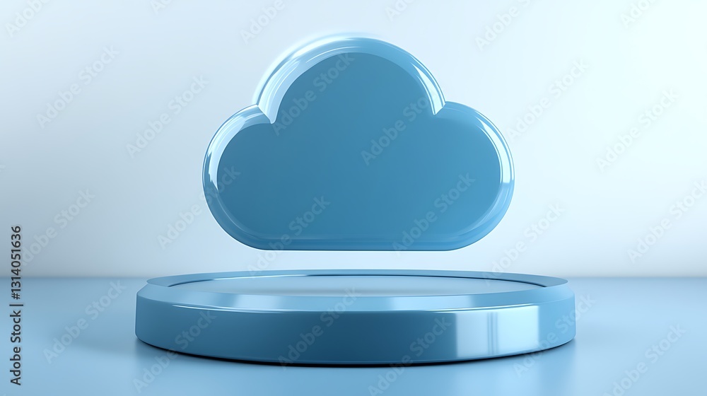 Aufkleber modern 3d cloud icon with soft blue color on simple background for digital storage and technology th