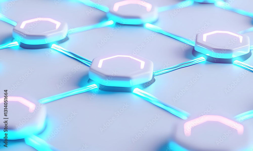 Poster abstract futuristic technology background with glowing hexagons