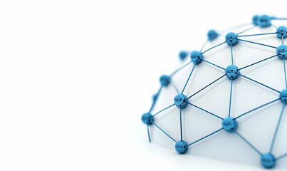 3D Abstract Network Structure with Blue Nodes and Connecting Lines