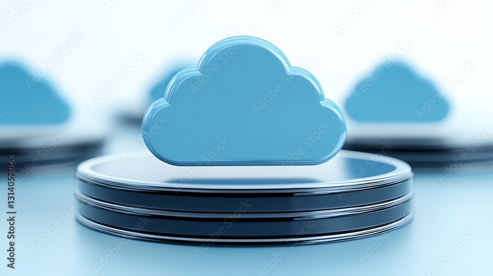 Poster modern cloud computing concept with 3d cloud icon in technology environment on digital background
