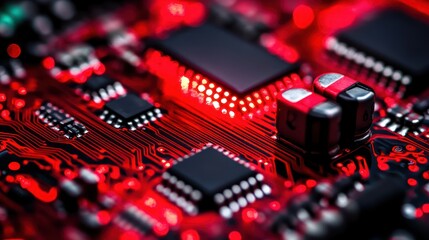 Fototapeta premium Intricate Circuit Board: A Close-Up Look at Technology's Heart