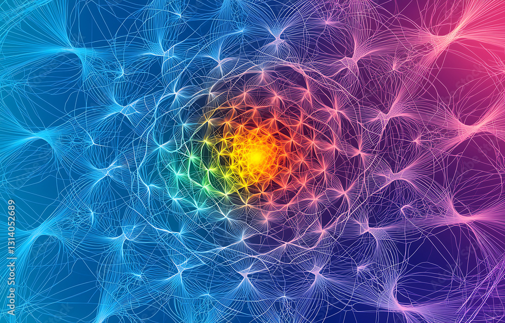 Poster dynamic abstract visualization digital art colorful network pattern creative space fractal geometry 