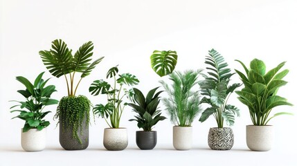 Obraz premium Collection of potted houseplants against a white background