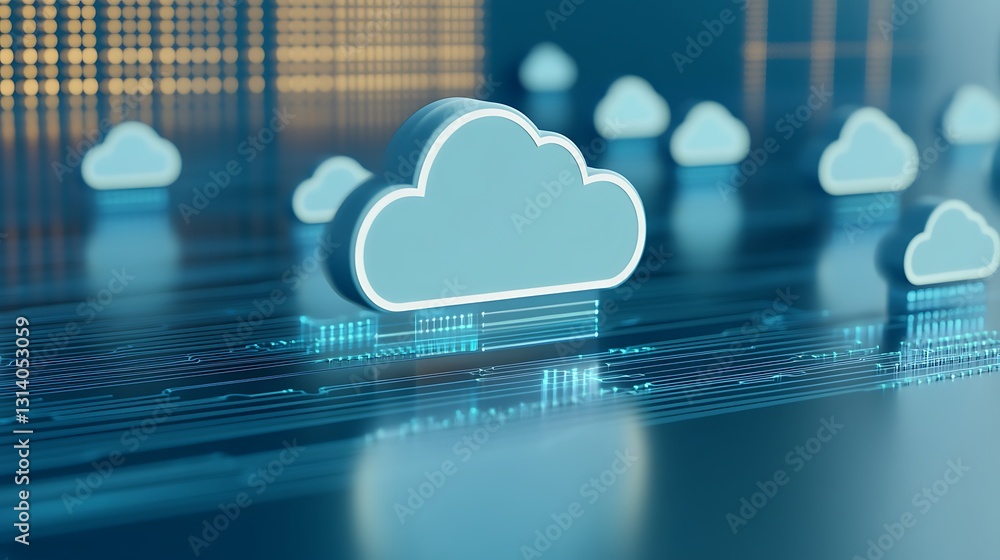 Aufkleber modern cloud computing concept with digital circuit background for technology and innovation themes