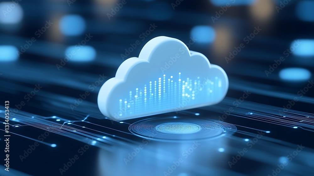 Poster modern cloud computing concept with digital data and network connections on futuristic background