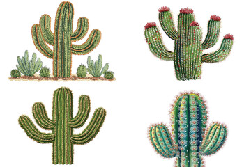Cacti showcase desert landscape botanical illustration vibrant environment aesthetic viewpoint nature's art