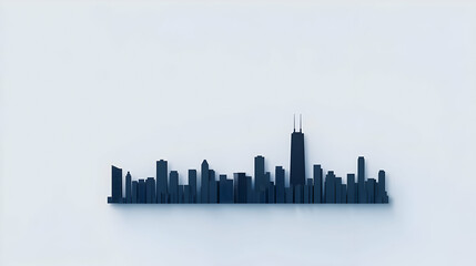 Naklejka premium Silhouette of Modern Urban Skyline with Minimalist Design Elements