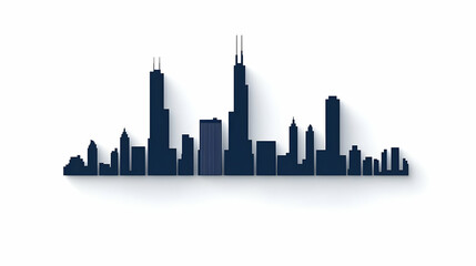 Naklejka premium Urban Skyline Silhouette of a Modern City in Dark Color Palette