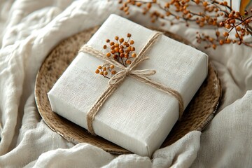 Beautiful Wrapped Gift with Natural Accents