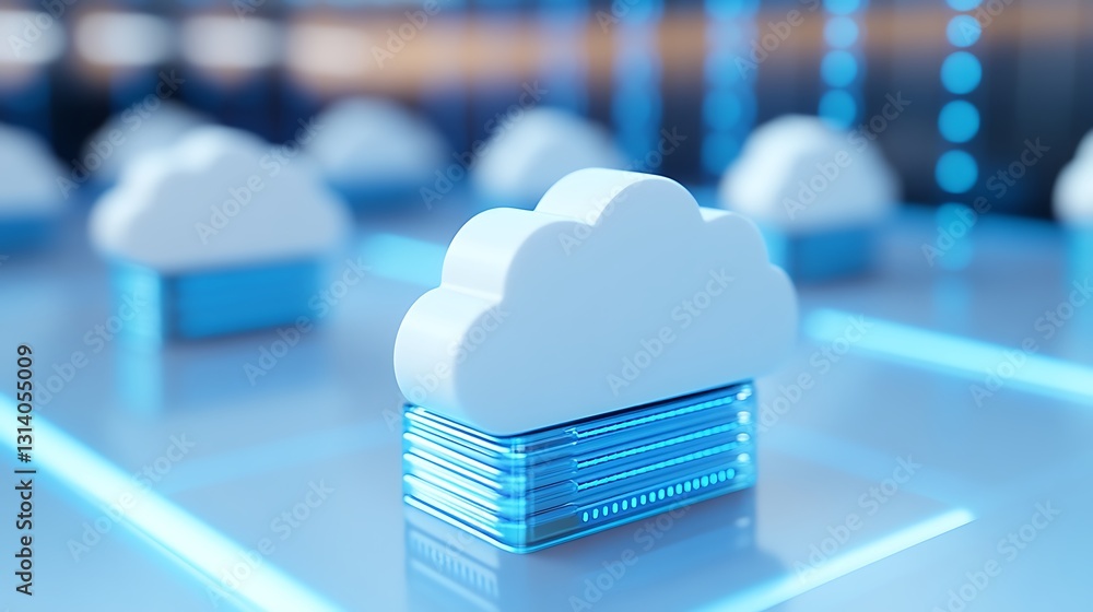 Aufkleber modern cloud computing technology concept with stylized cloud icons on bright background