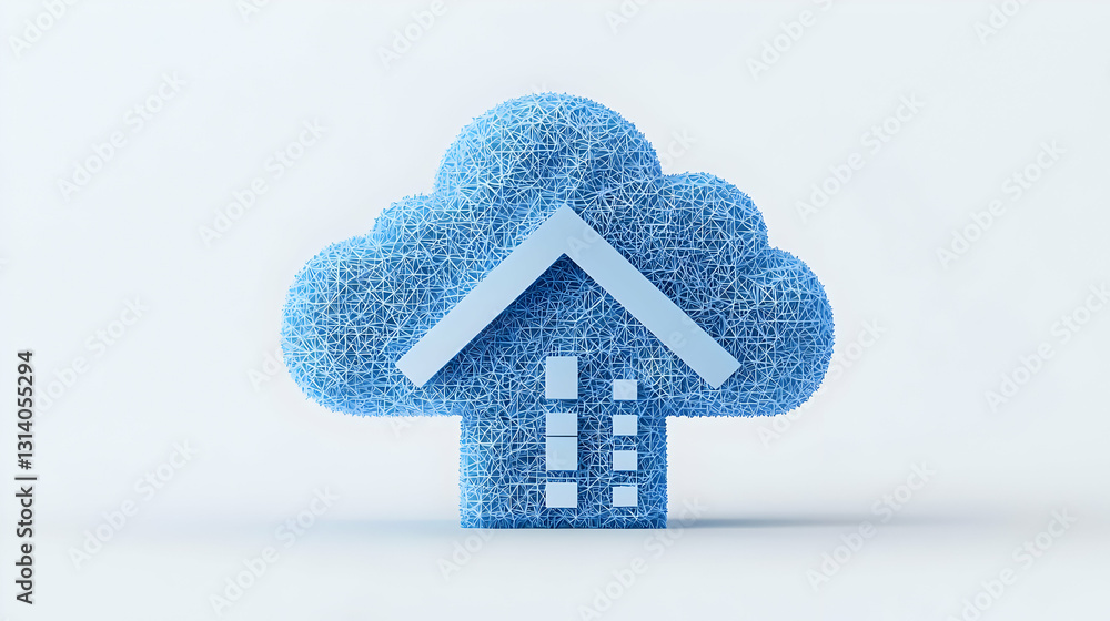 Poster cloud home concept with abstract design symbolizing connectivity