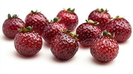 red strawberries isolated on white background