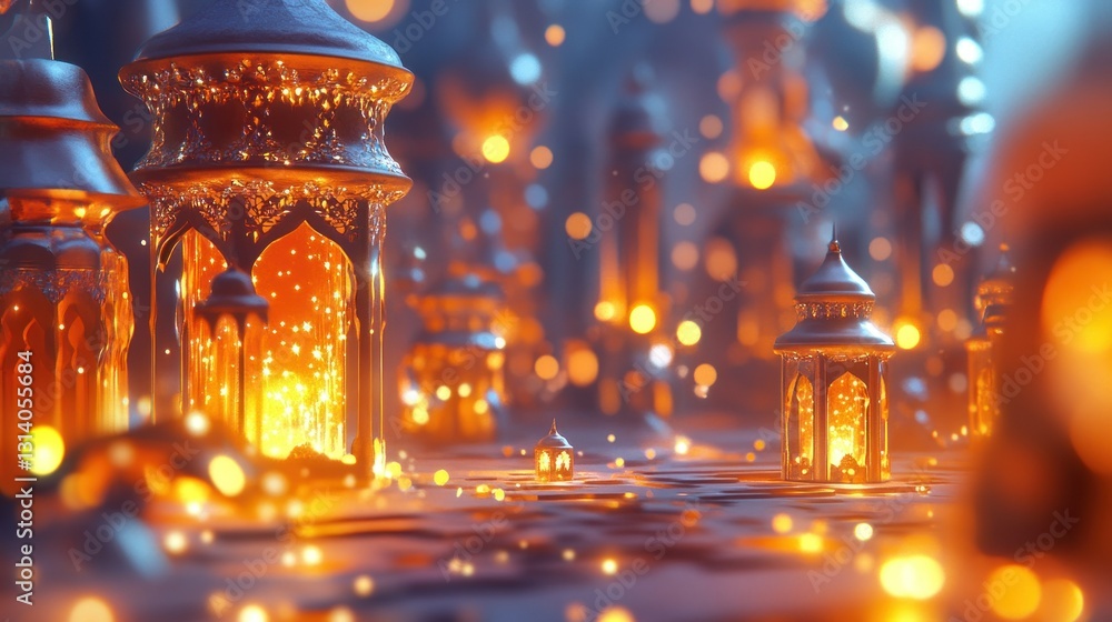Aufkleber illuminated ornate lanterns create a warm festive atmospheric illumination glow