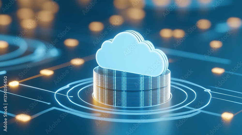 Poster modern cloud technology concept with digital data circuits on blue background for innovation and con