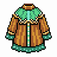 Fototapeta premium Retro Pixel Art Winter Coat with Green Accents Vintage Game Style Illustration