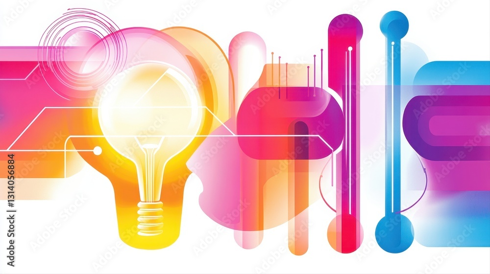 Aufkleber bright light bulb against a colorful background representing business metrics analysis and creative 
