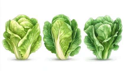 Fototapeta premium romaine lettuce isolated,cartoon illustration style