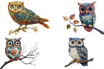 Artistic owl illustrations nature digital artwork creative environment close-up view whimsical designs for owl lovers