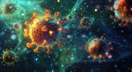 Obraz premium A bunch of viruses are floating in space