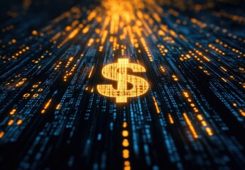 A dollar sign is lit up in a computer screen