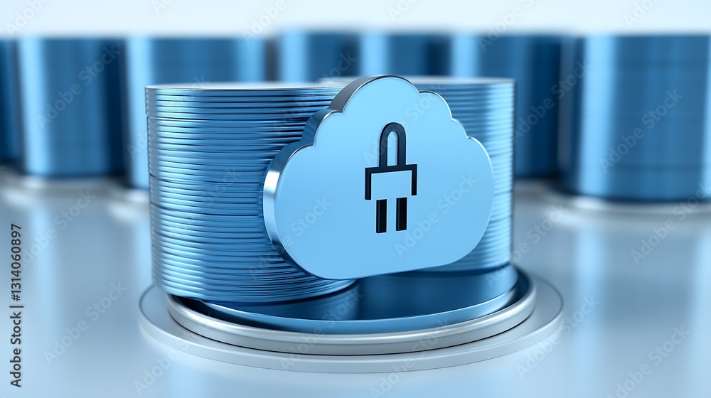 Aufkleber secure cloud storage concept featuring lock and plug icon for data protection in digital environment