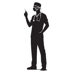 Resilient Surgeon silhouette, pushing boundaries in medical science - Surgeon illustration - Minimalist Surgeon vector - Profession silhouette
