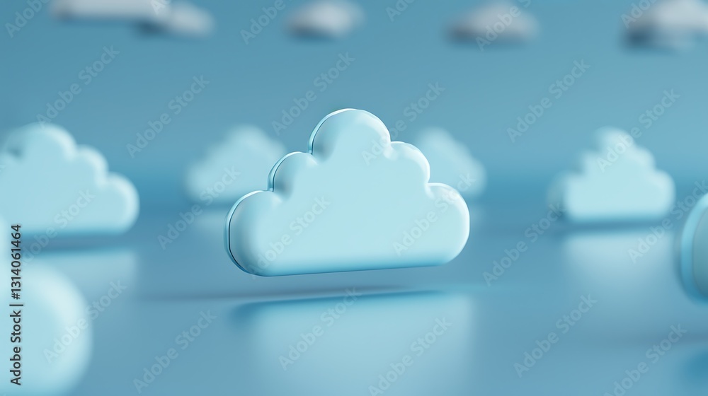 Poster soft blue clouds floating in a tranquil sky, ideal for backgrounds and digital content creation