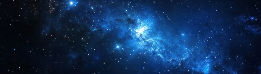 Obraz premium A mesmerizing starry sky showcases a vibrant blue hue, dotted with countless twinkling stars. The celestial scene evokes a sense of wonder and tranquility, inviting viewers to gaze in awe.