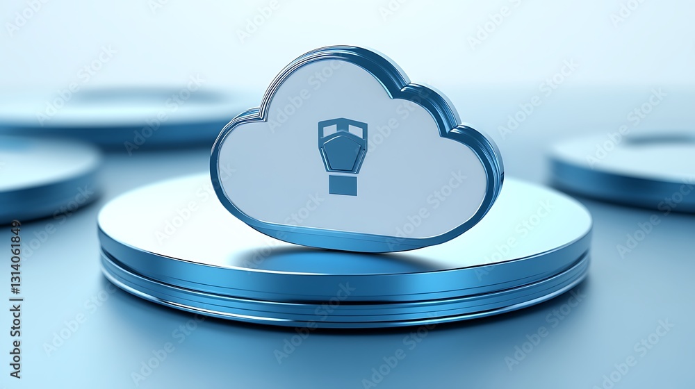 Poster symbolic cloud computing icon with train image on digital platform for transport and technology conc