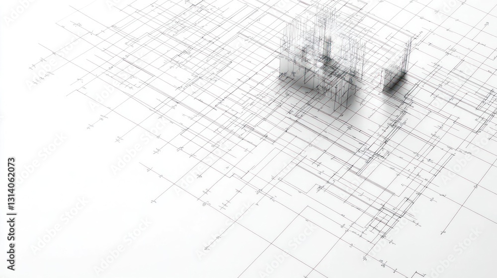 Poster abstract digital grid pattern with data structure and white background