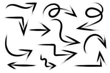 Fototapeta premium Set of hand drawn brush stroke arrow icon