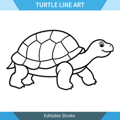 
Adorable Turtle Line Art Printable, Editable, Coloring Page