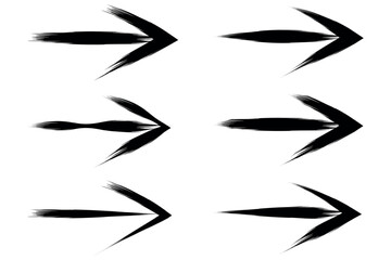 Set of hand drawn brush stroke arrow icon