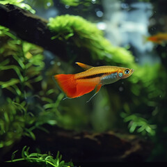 Obraz premium Peaceful Waters: A Glimpse of Guppy Fish Swimming Gracefully