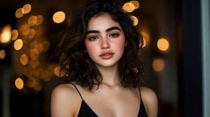 Fototapeta premium A beautiful young woman looking directly at the camera with style