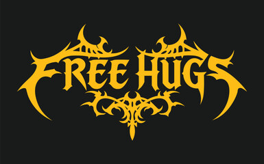 Free Hugs T-Shirt Design | Metal, Grunge & Gothic Typography