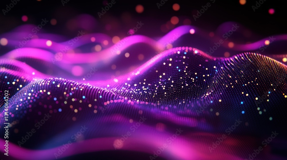 Poster abstract flowing digital particles creating a vibrant and luminous background