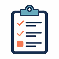 Clipboard icon on white background.