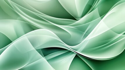 Green and white abstract flowing shapes create a dynamic visual design